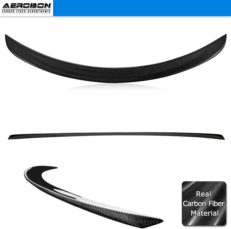 AeroBon Real Carbon Fiber Trunk Spoiler Compatible with 2024-2026 Tesla Model 3 Highland Rear Spoiler (OE Style)
