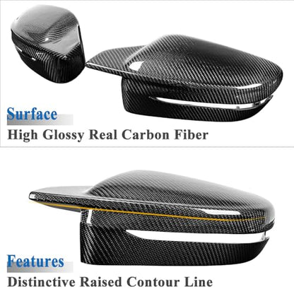 AeroBon Real Carbon Fiber Side Mirror Covers Compatible with 2022-2025 BMW G42 M240i, G20 M340i, G22 G23 G26 M440i, i4 M50 Mirror Caps (Replacement Style)