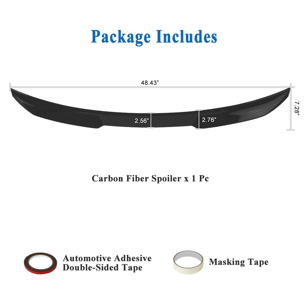 AeroBon Real Carbon Fiber Trunk Spoiler Compatible with 2021-2024 BMW 4 Series G23 Convertible and M4 G83 Convertible Spoiler (OE Style)