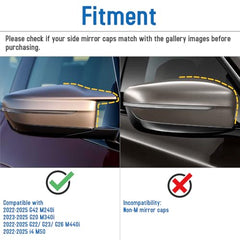 AeroBon Real Carbon Fiber Side Mirror Covers Compatible with 2022-2025 BMW G42 M240i, G20 M340i, G22 G23 G26 M440i, i4 M50 Mirror Caps (Replacement Style)