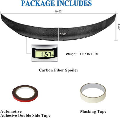 AeroBon Real Carbon Fiber Trunk Spoiler Compatible with 2007-2014 Infiniti G35, G37, G25, Q40 4-Door Sedan Rear Spoiler (SP Style) Sport Plus