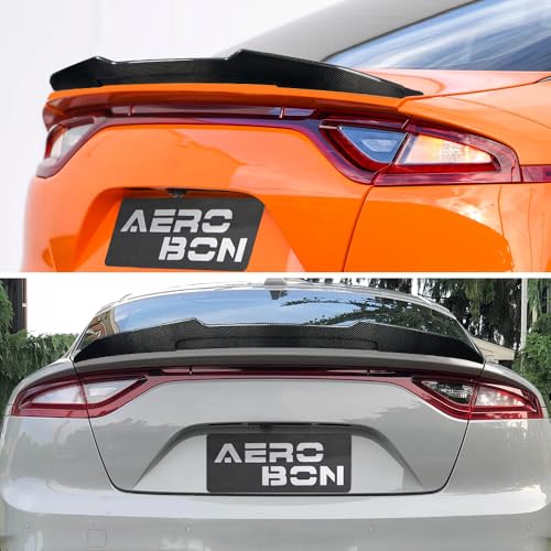 AeroBon Real Carbon Fiber Trunk Spoiler Compatible with 2018-2023 Kia Stinger Spoiler (H Style)