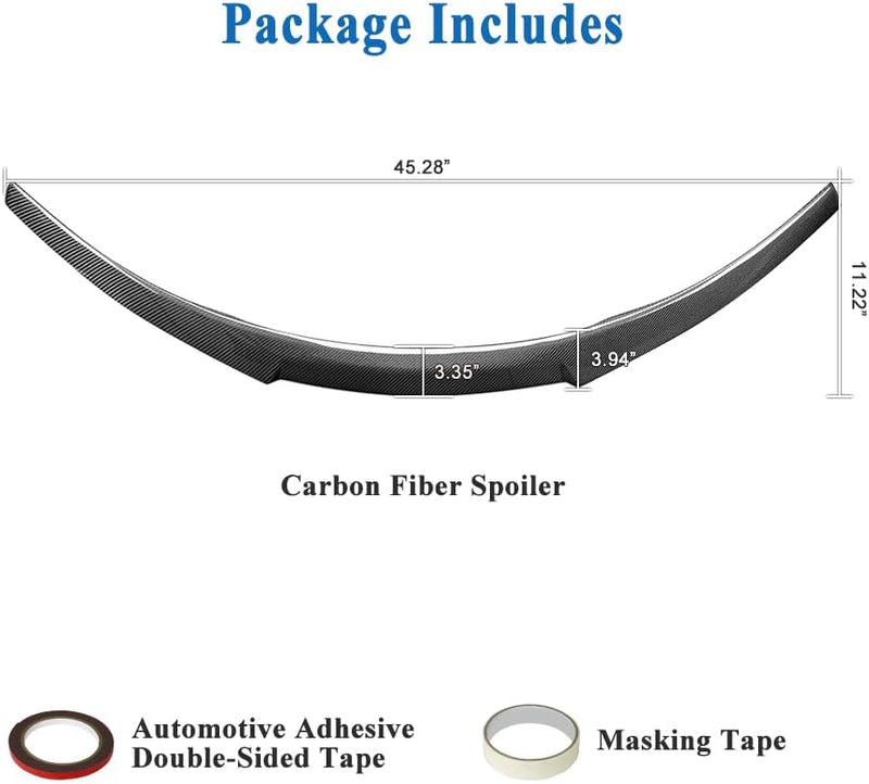 AeroBon Real Carbon Fiber Trunk Spoiler Compatible with 2020-2024 Tesla Model Y Spoiler (MV Style)