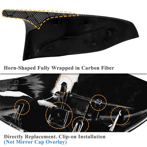 AeroBon Real Carbon Fiber Mirror Cover Compatible with Infiniti 2014-2024 Q50 Q50S Mirror Caps (Replacement Style) Honeycomb