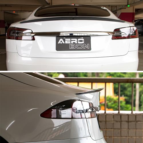 AeroBon Real Carbon Fiber Trunk Spoiler Compatible with 2012-2025 Tesla Model S Spoiler (Plaid Style)