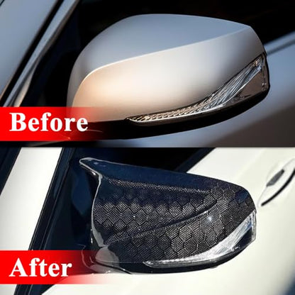 AeroBon Real Carbon Fiber Mirror Cover Compatible with Infiniti 2014-2024 Q50 Q50S Mirror Caps (Replacement Style) Honeycomb