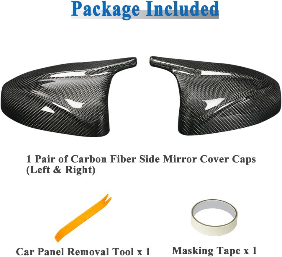 AeroBon Real Carbon Fiber Mirror Cover Compatible with 2013-2020 Audi A3 S3 RS3 (8V) Mirror Caps With Lane Assist