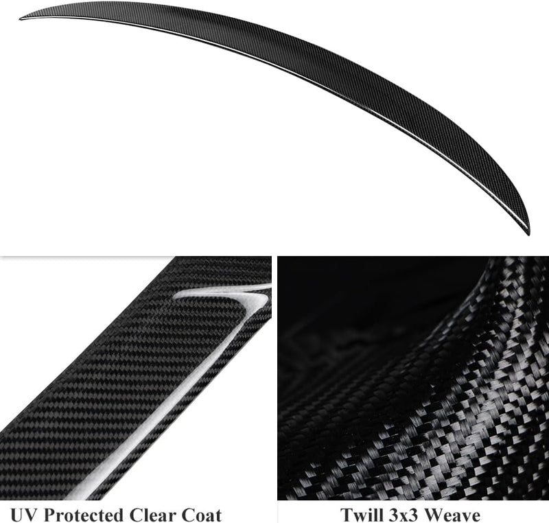 AeroBon Real Carbon Fiber Trunk Spoiler Compatible with 2005-2012 BMW 3-Series E90 Sedan E90 M3 Sedan Spoiler (P Style)