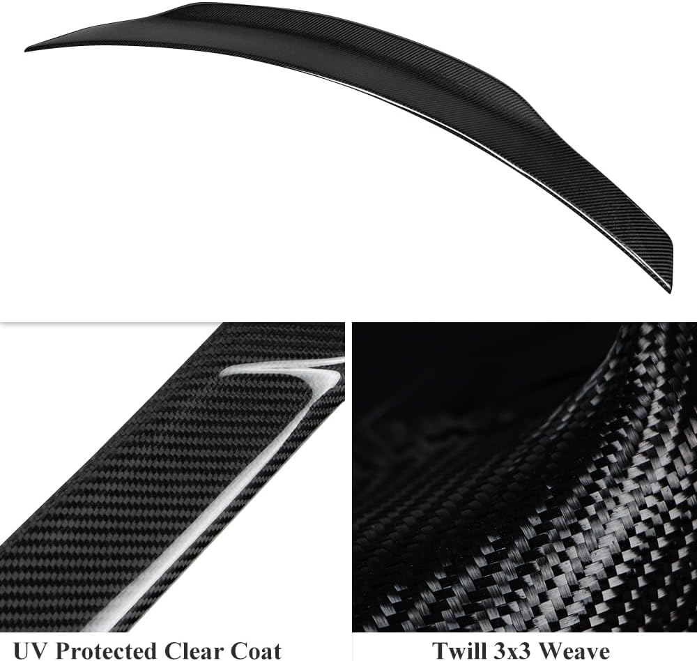 AeroBon Real Carbon Fiber Trunk Spoiler Compatible with 2010-2016 Mercedes E Class W212 Sedan Spoiler (H+ Style)