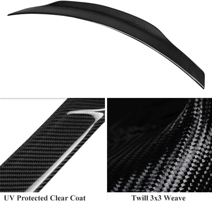 AeroBon Real Carbon Fiber Trunk Spoiler Compatible with 2010-2016 Mercedes E Class W212 Sedan Spoiler (H+ Style)