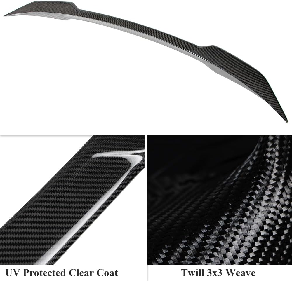 AeroBon Real Carbon Fiber Trunk Spoiler Compatible with 2024-2026 Tesla Model 3 Highland Rear Spoiler (GC Style) Grand Curve