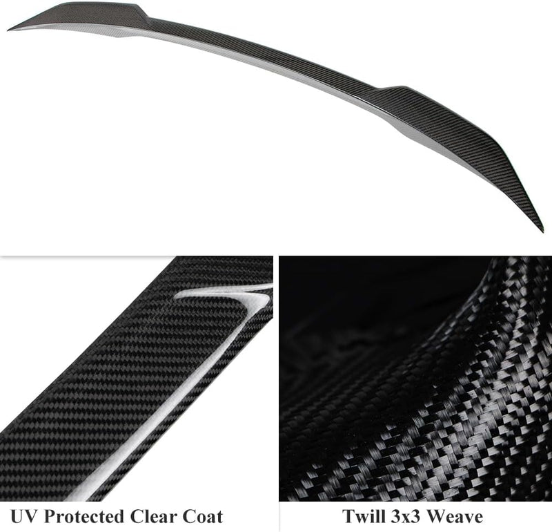 AeroBon Real Carbon Fiber Trunk Spoiler Compatible with 2024-2026 Tesla Model 3 Highland Rear Spoiler (MP Style)