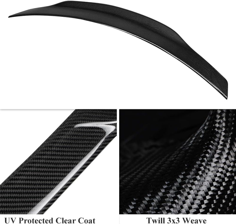 AeroBon Real Carbon Fiber Trunk Spoiler Compatible with 2017-2023 Infiniti Q60 Q60S Coupe Spoiler (H+ Style)