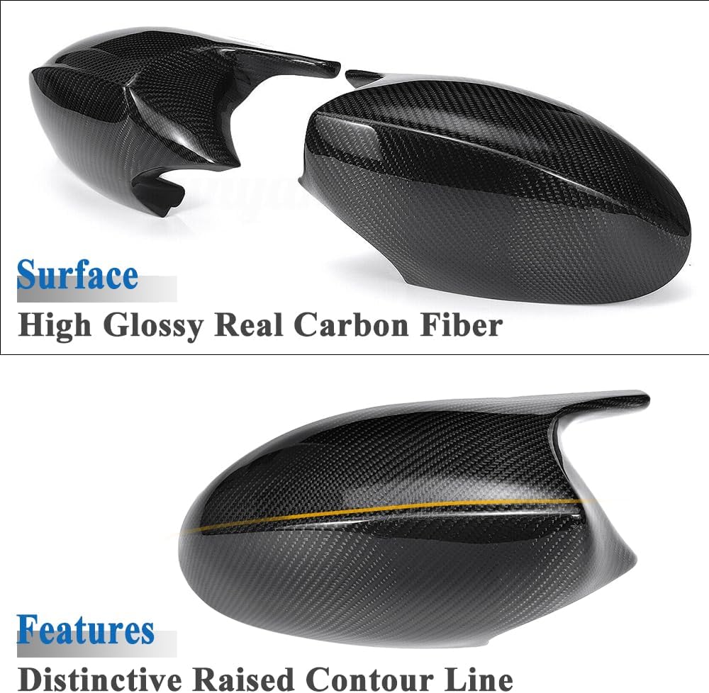 AeroBon Real Carbon Fiber Side Mirror Covers Compatible with 2005-2008 BMW 3-Series E90 E91 E92 E93 (pre-LCI) / BMW 1-Series E81 E82 E87 E88 (Pre-LCI) Mirror Caps