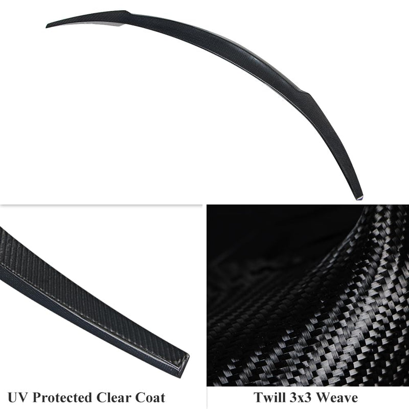 AeroBon Real Carbon Fiber Trunk Spoiler Compatible with 2024 2025 Tesla Model 3 Highland Spoiler (Rev Style)
