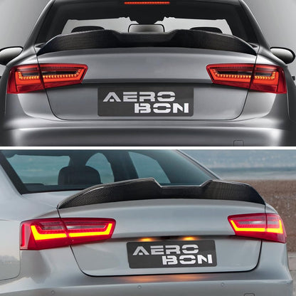 AeroBon Real Carbon Fiber Trunk Spoiler Compatible with 2012-2018 Audi A6 S6 (C7) Sedan Spoiler (MP Style)