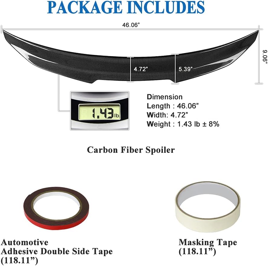 AeroBon Real Carbon Fiber Trunk Spoiler Compatible with 2013-2020 Audi A3 S3 RS3 Spoiler 8V Sedan (H Style)