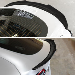 AeroBon Real Carbon Fiber Trunk Spoiler Compatible with 2017-2023 Tesla Model 3 Rear Spoiler (H Style)
