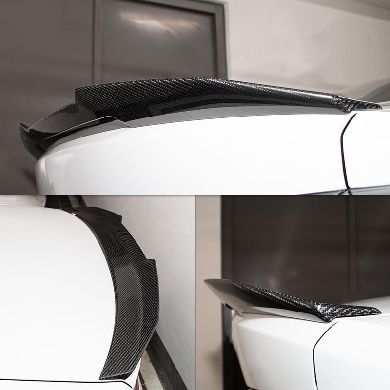 AeroBon Real Carbon Fiber Trunk Spoiler Compatible with 2013-2018 BMW 3 Series F30 Sedan F80 M3 Rear Spoiler (H Style) High Kick