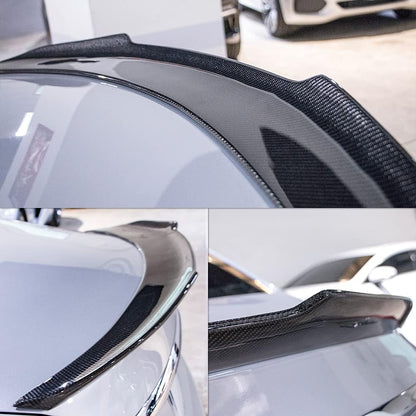 AeroBon Real Carbon Fiber Trunk Spoiler Compatible with 2015-2021 Mercedes C Class W205 Sedan Rear Spoiler (H Style) High Kick