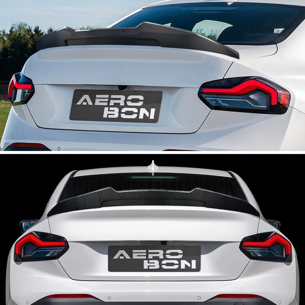 AeroBon Real Carbon Fiber Trunk Spoiler Compatible with 2022-2025 BMW 2 Series G42 Coupe and G87 M2 Spoiler (H Style)