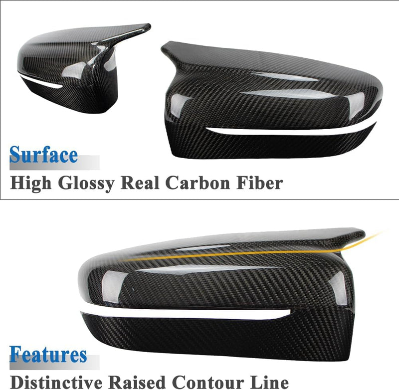 AeroBon Dry Carbon Fiber Mirror Cap Overlays Compatible with 2019-2025 BMW 3-Series G20 Sedan Mirror Cpas (Add-On Style)