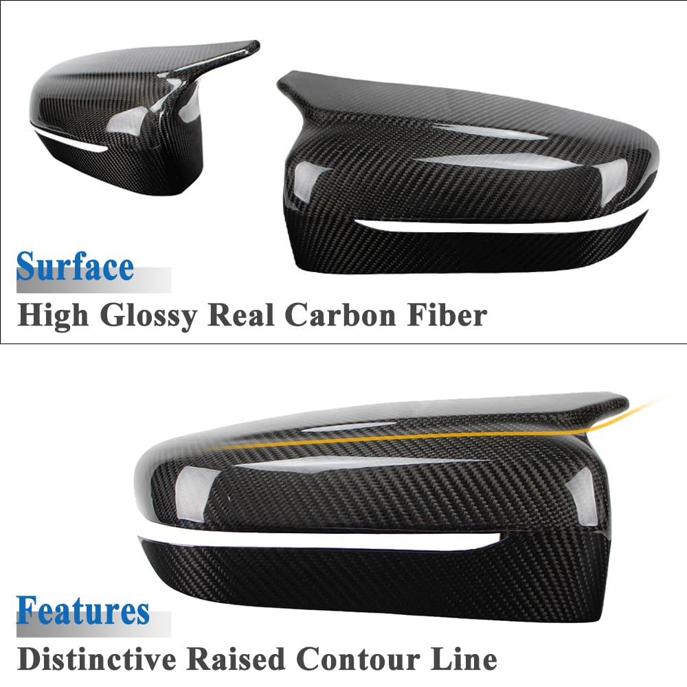 AeroBon Dry Carbon Fiber Mirror Cap Overlays Compatible with BMW 3 Series G20, 4 Series G22 G23 G26, 5 Series G30, 6 Series G32, 7 Series G11 G12, 8 Series G14 G15 G16 Mirror Cpas (Add-On)