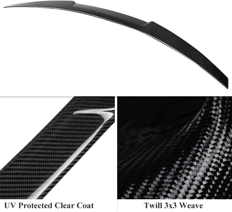 AeroBon Real Carbon Fiber Trunk Spoiler Compatible with 2017-2024 Audi A4 S4 Spoiler B9 (MV Style)
