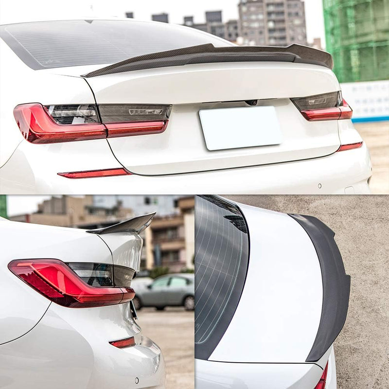 AeroBon Real Carbon Fiber Trunk Spoiler Compatible with 2019-2025 BMW 3 Series G20 Sedan G80 M3 Spoiler (H Style) High Kick