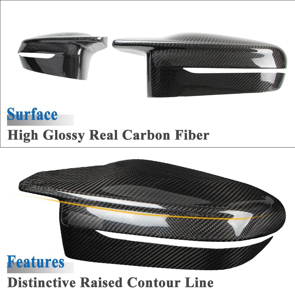AeroBon Dry Carbon Fiber Mirror Cap Overlays Compatible with 2021-2025 BMW G80 M3 G82 G83 M4, 2023-2025 G87 M2 Mirror Caps (Add-On Style)