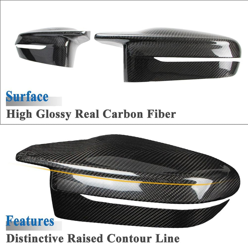 AeroBon Dry Carbon Fiber Mirror Cap Overlays Compatible with 2021-2025 BMW G80 M3 G82 G83 M4, 2023-2025 G87 M2 Mirror Caps (Add-On Style)