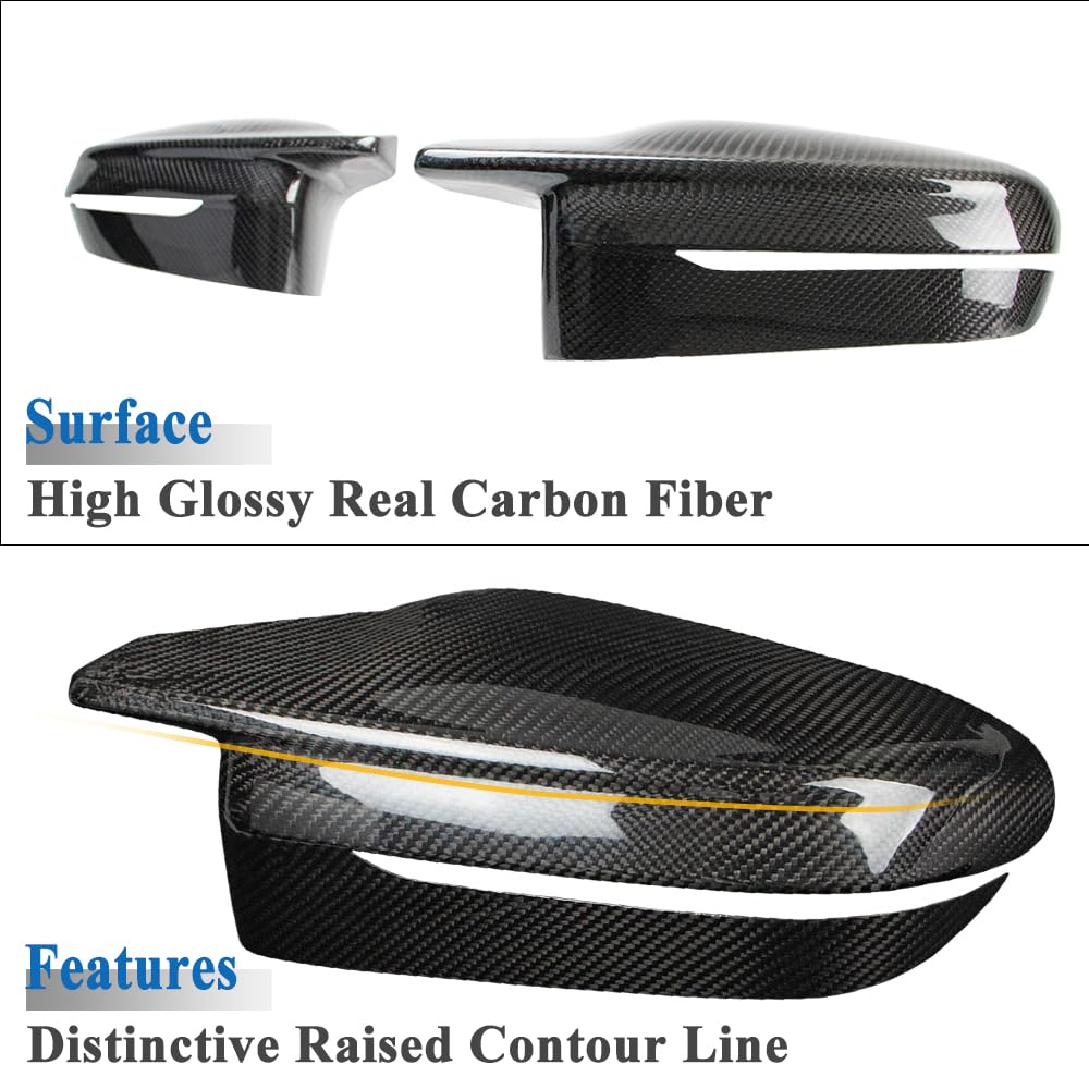 AeroBon Dry Carbon Fiber Mirror Cap Overlays Compatible with 2022-2025 BMW G42 M240i, G20 M340i, G22 G23 G26 M440i, i4 M50 Mirror Caps (Add-On Style)