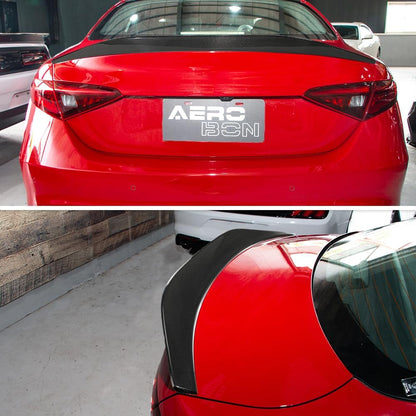 AeroBon Real Carbon Fiber Trunk Spoiler Compatible with 2017-2024 Alfa Romeo Giulia Sedan Spoiler (H+ Style)