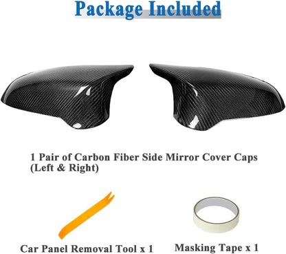 AeroBon Real Carbon Fiber Side Mirror Covers Compatible with 2014-2020 BMW F80 M3 / F82 M4 / F83 M4 Mirror Caps (Replacement Style)
