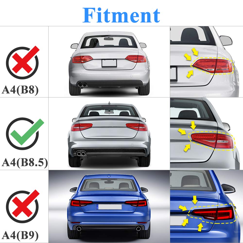 AeroBon Real Carbon Fiber Trunk Spoiler Compatible with 2012-2015 Audi A4 (B8.5) Sedan (HK Style)