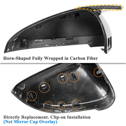 AeroBon Real Carbon Fiber Side Mirror Covers Compatible with 2017-2024 Audi A4 S4 (B9) Sedan, A5 S5 RS5 (B9) Sportback and Coupe Mirror Caps with Lane Assist