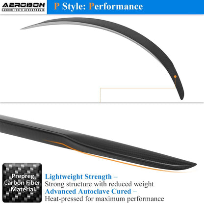 AeroBon Prepreg Dry Carbon Fiber Matte Finish Trunk Spoiler Compatible with 2025 2026 Tesla Model Y Juniper Rear Spoiler (Performance Style)