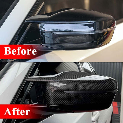AeroBon Dry Carbon Fiber Mirror Cap Overlays Compatible with 2022-2025 BMW G42 M240i, G20 M340i, G22 G23 G26 M440i, i4 M50 Mirror Caps (Add-On Style)