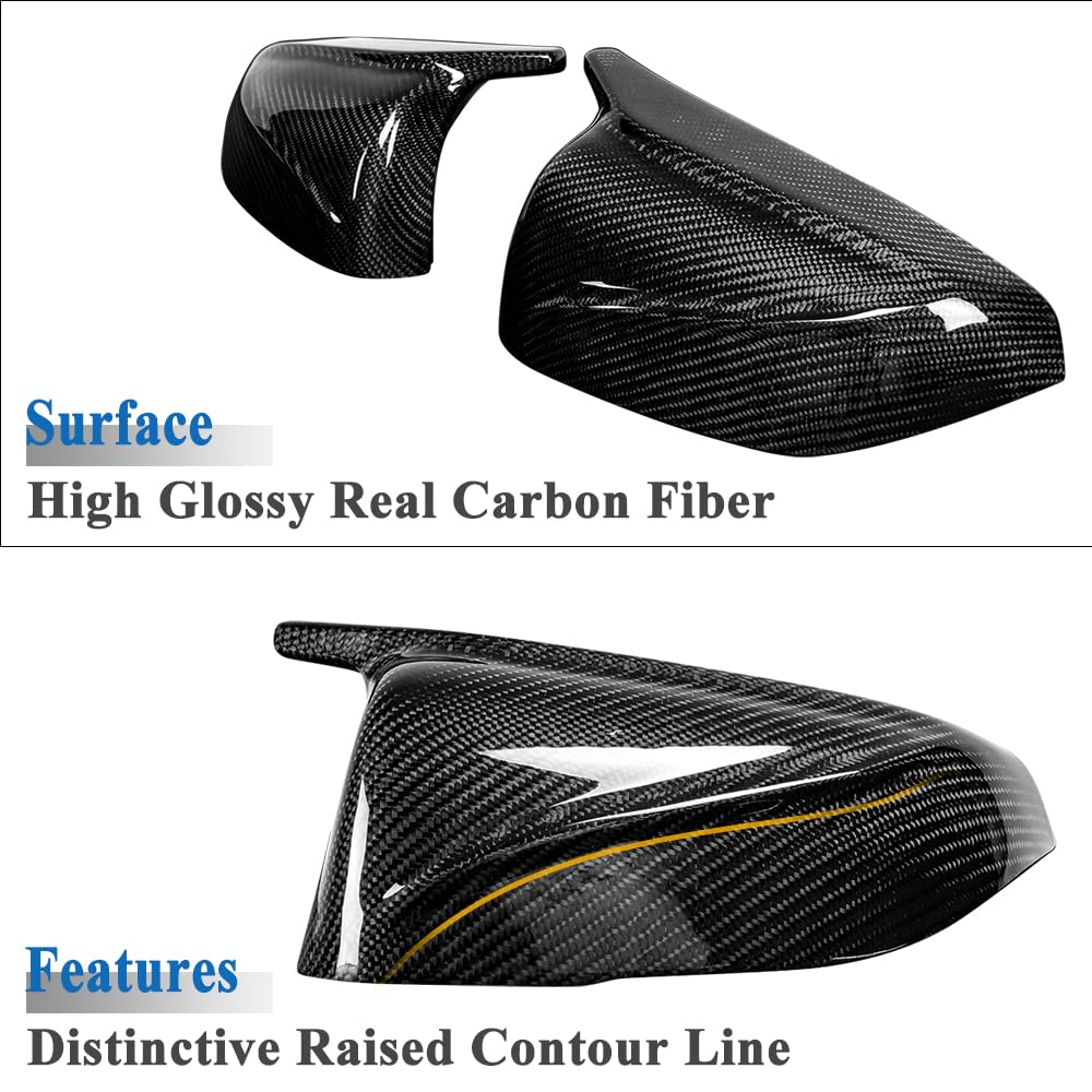 AeroBon Real Carbon Fiber Mirror Cover Compatible with Infiniti 2014-2024 Q50 Q50S Mirror Caps (Replacement Style)