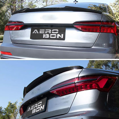 AeroBon Real Carbon Fiber Trunk Spoiler Compatible with 2019-2025 Audi A6 S6 (C8) Sedan Spoiler (MV Style)