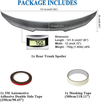 AeroBon Real Carbon Fiber Trunk Spoiler Compatible with 2008-2011 Audi A4 B8 Sedan Spoiler (H Style)