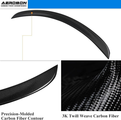 AeroBon Real Carbon Fiber Trunk Spoiler Compatible with 2024-2026 Tesla Model 3 Highland Rear Spoiler (OE Style)