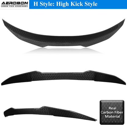 AeroBon Real Carbon Fiber Honeycomb Weave Trunk Spoiler Compatible with 2014-2024 Infiniti Q50 Q50S Spoiler (H Style) High Kick