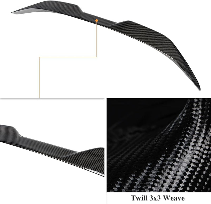 AeroBon Real Carbon Fiber Trunk Spoiler Compatible with 2014-2024 Infiniti Q50 Q50S Spoiler (MP Style 2024 Design)