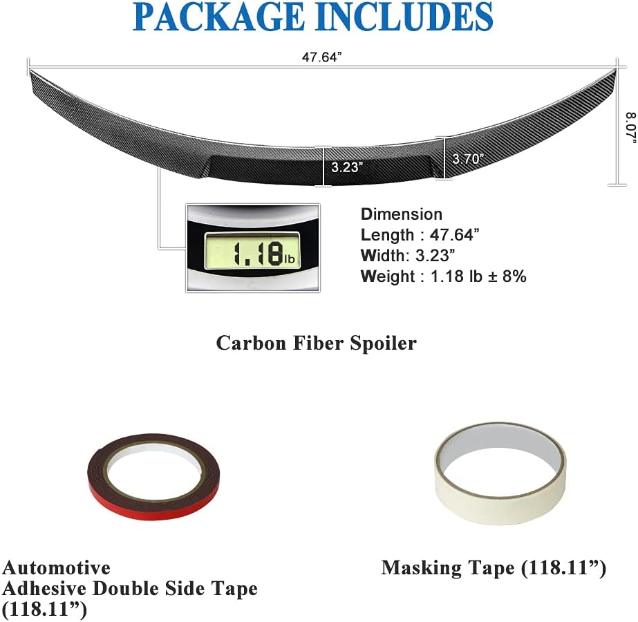AeroBon Real Carbon Fiber Trunk Spoiler Compatible with 2017-2024 Audi A4 S4 Spoiler B9 (MV Style)