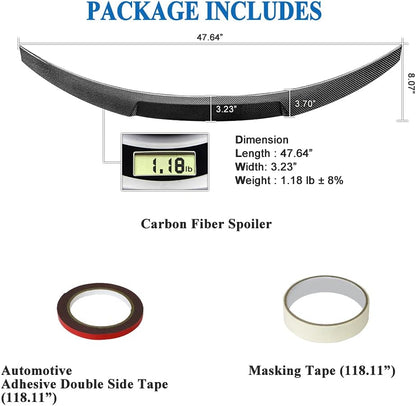 AeroBon Real Carbon Fiber Trunk Spoiler Compatible with 2017-2024 Audi A4 S4 Spoiler B9 (MV Style)