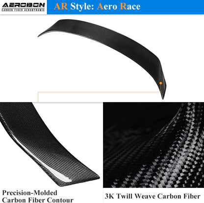 AeroBon Real Carbon Fiber Trunk Spoiler Compatible with 2014-2020 Lexus (XE30) IS250 IS300 IS350 Sedan Rear Spoiler (AR Style) Aero Race
