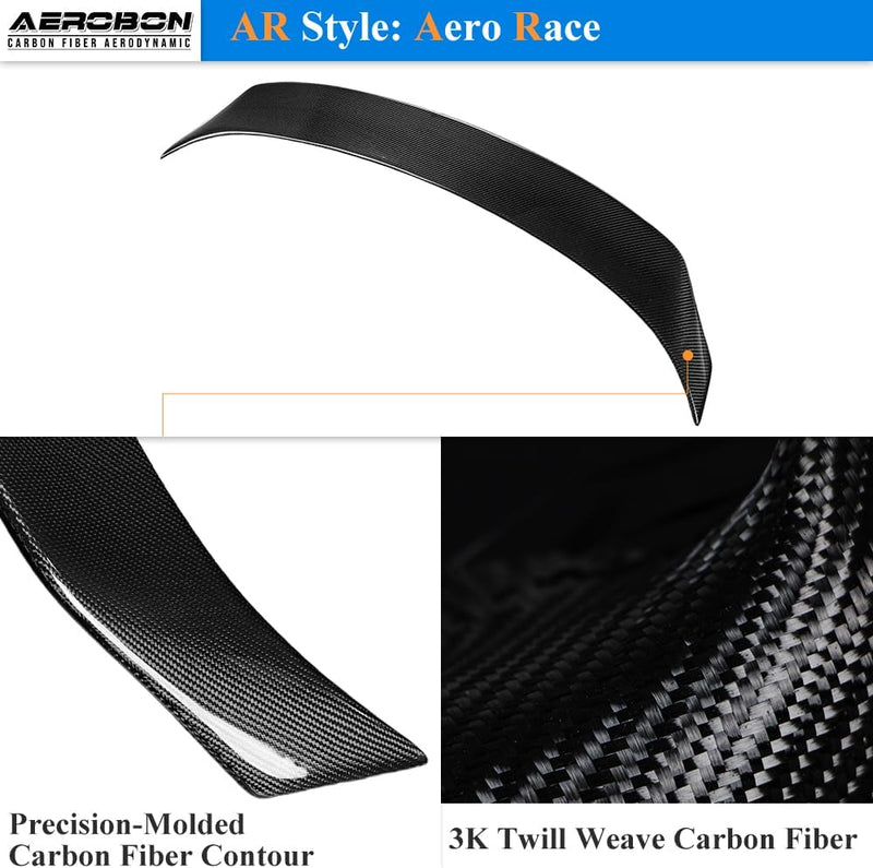 AeroBon Real Carbon Fiber Trunk Spoiler Compatible with 2014-2020 Lexus (XE30) IS250 IS300 IS350 Sedan Rear Spoiler (AR Style) Aero Race