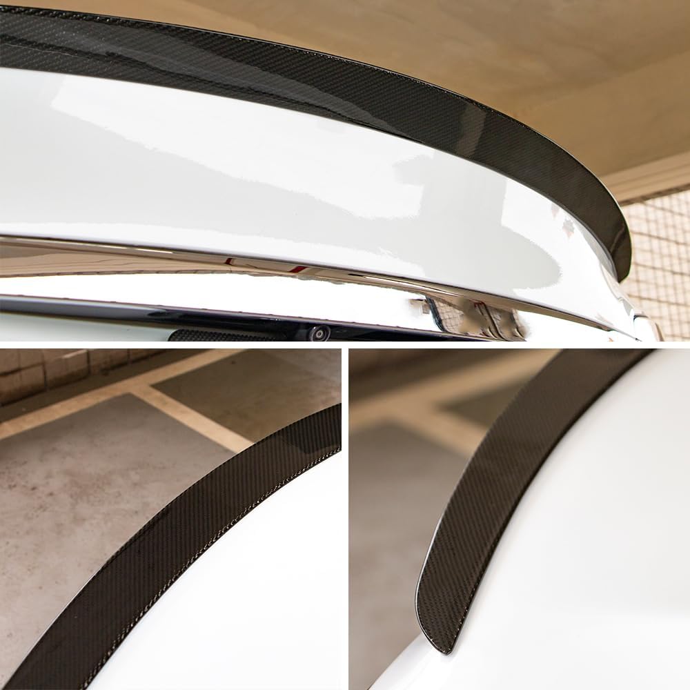 AeroBon Real Carbon Fiber Trunk Spoiler Compatible with 2012-2025 Tesla Model S Spoiler (Plaid Style)