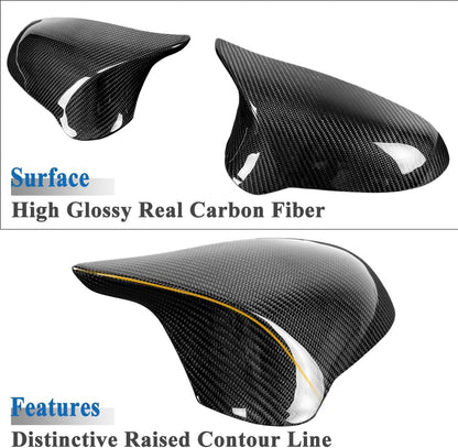 AeroBon Real Carbon Fiber Side Mirror Covers Compatible with 2014-2020 BMW F80 M3 / F82 M4 / F83 M4 Mirror Caps (Replacement Style)